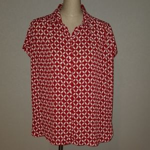 LOFT red and white blouse